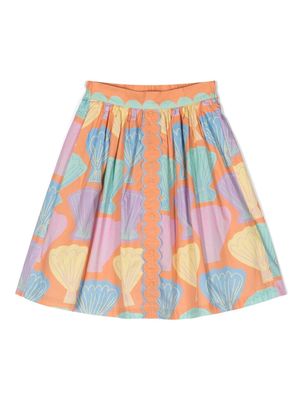 Stella McCartney Kids shell-print cotton skirt - Orange