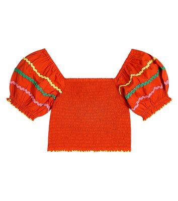 Stella McCartney Kids Shirred embroidered cotton top