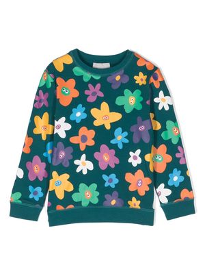 Stella McCartney Kids Smiley Flower-print cotton sweatshirt - Green