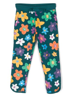 Stella McCartney Kids Smiley Flower-print track pants - Green