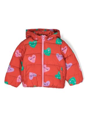 Stella McCartney Kids Smiley Heart hooded padded jacket - Red