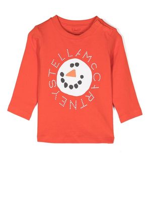 Stella McCartney Kids snowman-print long-sleeve T-shirt - Red