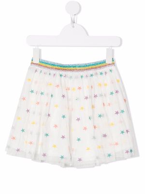 Stella McCartney Kids star-embroidered tulle skirt - White