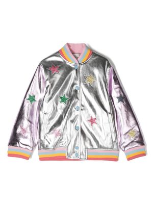 Stella McCartney Kids star-glitter bomber jacket - Grey