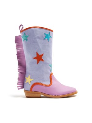 Stella McCartney Kids star-patch frayed boots - Purple