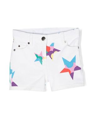Stella McCartney Kids star-print denim shorts - White