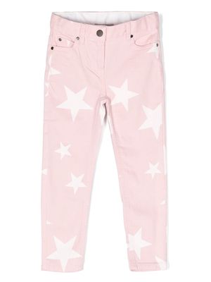 Stella McCartney Kids star-print denim trousers - Pink