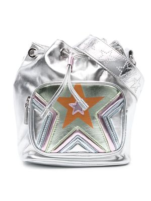 Stella McCartney Kids Star-print metallic bucket bag - Silver