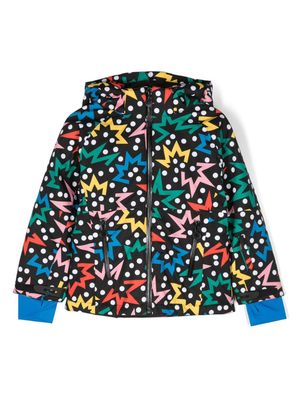 Stella McCartney Kids Starburst-print padded hooded jacket - Black