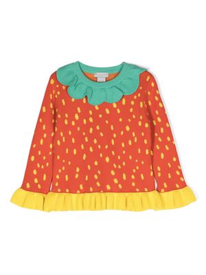 Stella McCartney Kids Strawberry cotton jumper - Orange