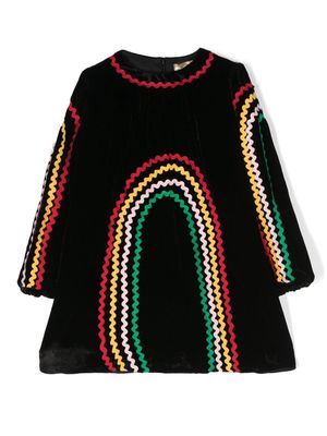 Stella McCartney Kids stripe-embroidered long-sleeve dress - Black