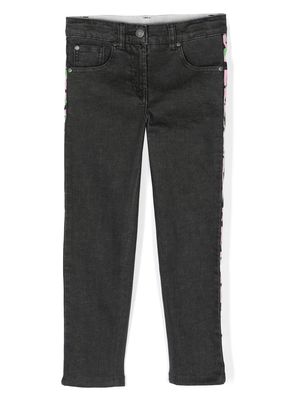 Stella McCartney Kids striped-trim slim jeans - Black