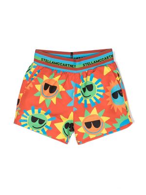 Stella McCartney Kids sun-print swim shorts - Orange
