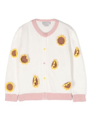 Stella McCartney Kids Sunflower-appliqué cotton cardigan - White