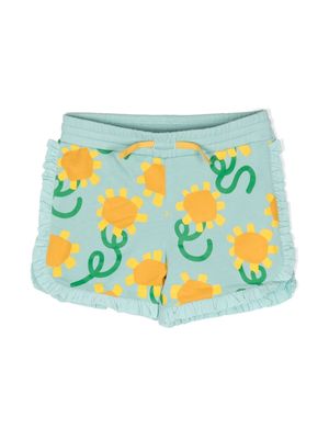 Stella McCartney Kids sunflower-print cotton shorts - Blue