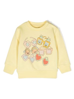 Stella McCartney Kids Sunglasses-print cotton sweatshirt - Yellow