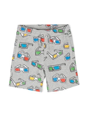 Stella McCartney Kids sunglasses-print organic cotton track shorts - Grey