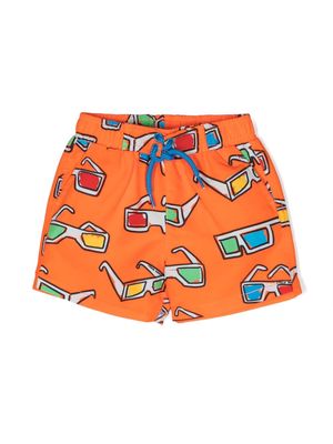 Stella McCartney Kids sunglasses-print swim shorts - Orange