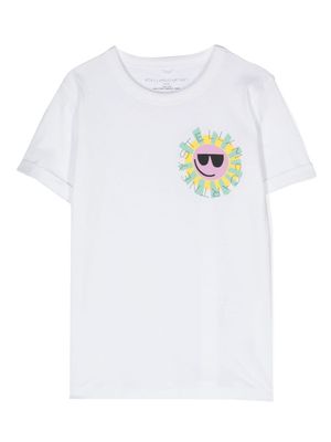 Stella McCartney Kids Sunshine Face cotton T-shirt - White