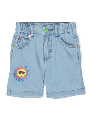 Stella McCartney Kids Sunshine Face-print shorts - Blue