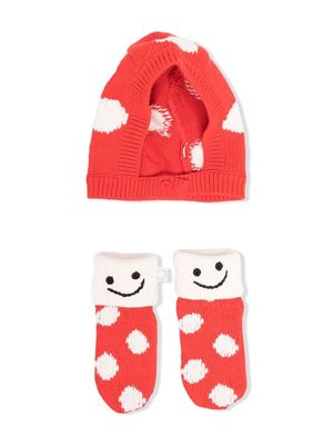 Stella McCartney Kids sustainable knitted socks and hat - Red