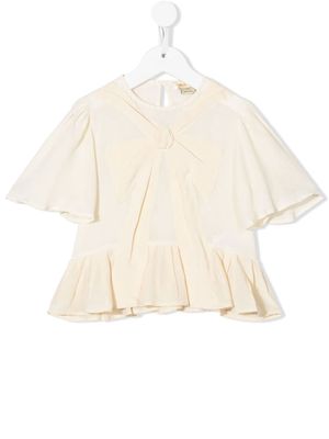 Stella McCartney Kids TEEN bow-detailk silk blouse - Neutrals
