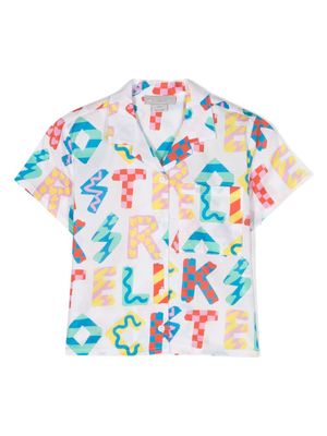 Stella McCartney Kids text-print cotton shirt - White