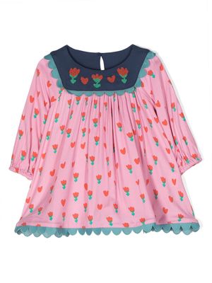 Stella McCartney Kids Tulip-print jersey flared dress - Pink
