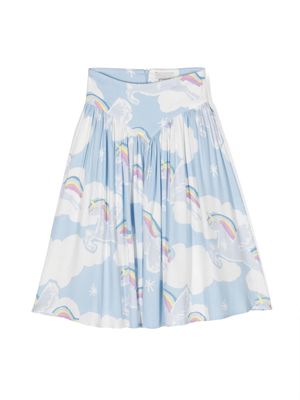 Stella McCartney Kids Unicorn-print midi skirt - Blue