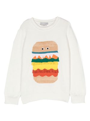 Stella McCartney Kids Veggie Burger intarsia-knit jumper - White