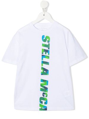 Stella McCartney Kids vertical logo-print T-shirt - White