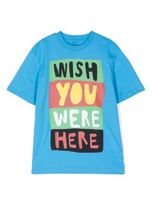 Stella McCartney Kids 'Wish You Were Here' cotton T-shirt - Blue