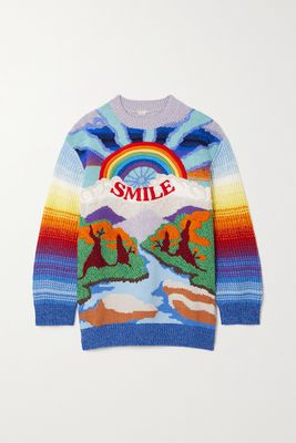 Stella McCartney - Kind Intarsia Wool And Cotton-blend Sweater - Blue