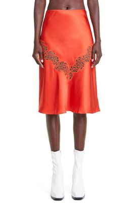 Stella McCartney Lace Cutout Satin Skirt in 6025 Scarlet Red