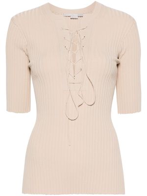 Stella McCartney lace-up ribbed top - Neutrals