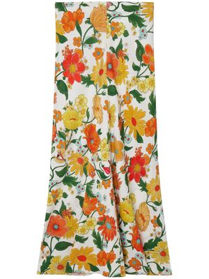 Stella McCartney Lady Garden-print flared maxi skirt - Orange