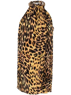 Stella McCartney leopard-print halterneck dress - Brown
