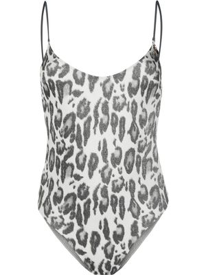 Stella McCartney leopard-print metallic swimsuit - Grey