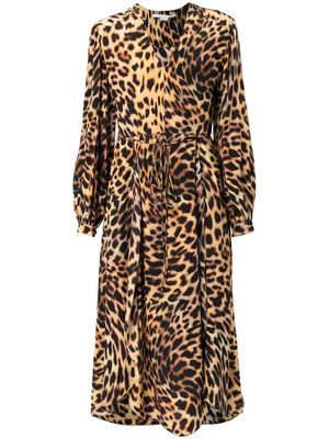 Stella McCartney leopard-print midi dress - Brown