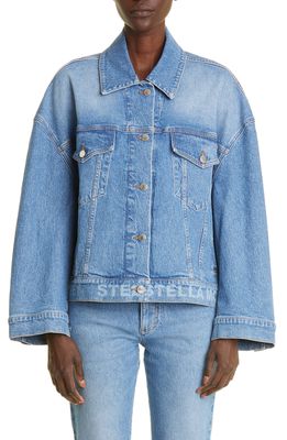Stella McCartney Logo Cotton Stretch Denim Jacket in Medium Blue