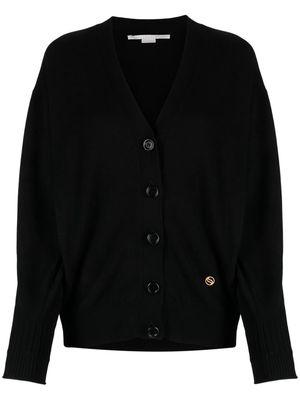 Stella McCartney logo-embroidered virgin wool cardigan - Black