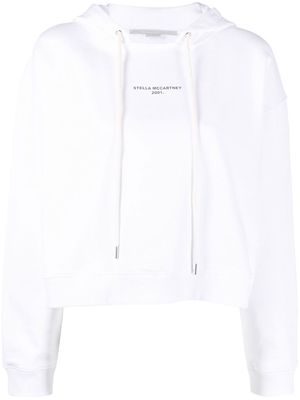 Stella McCartney logo-print cropped hoodie - White