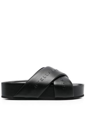 Stella McCartney logo-strap flatform sandals - Black