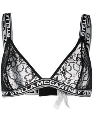Stella McCartney logo-strap floral-lace bra - Black