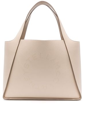 Stella McCartney logo-studded faux-leather tote bag - Neutrals