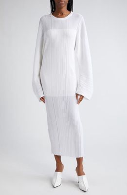 Stella McCartney Long Sleeve Plissé Sweater Dress in 9000 - Pure White