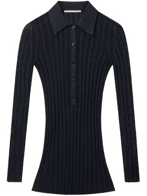 Stella McCartney lurex ribbed-knit polo top - Blue