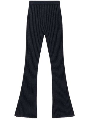 Stella McCartney lurex ribbed-knit straight-leg trousers - Blue