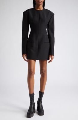 Stella McCartney Molded Long Sleeve Wool Minidress in 1000 Black