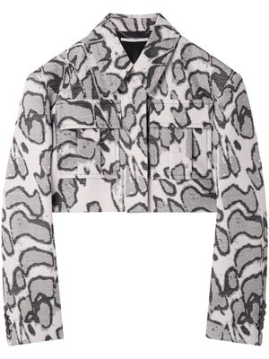 Stella McCartney Moth patterned-jacquard cropped jacket - Neutrals